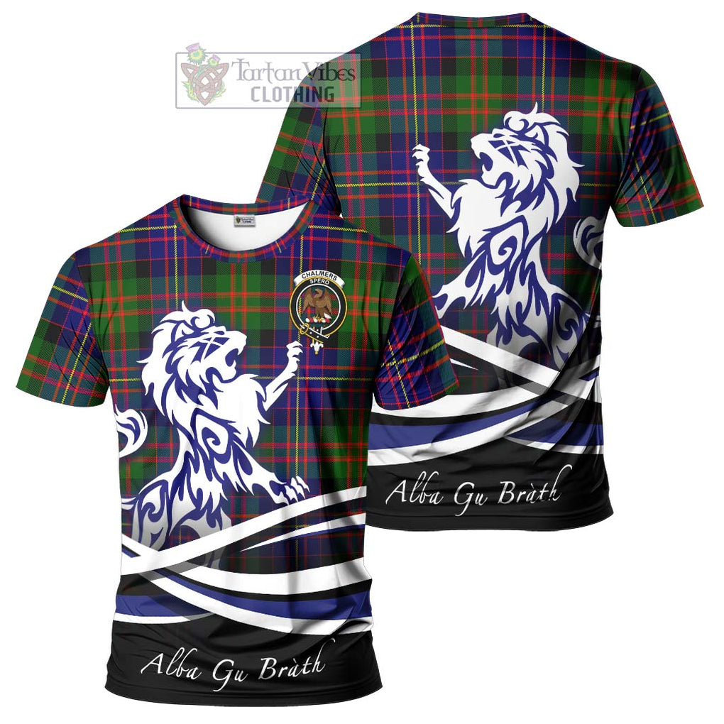 Tartan Vibes Clothing Chalmers of Balnacraig Tartan Cotton T-shirt with Alba Gu Brath Regal Lion Emblem