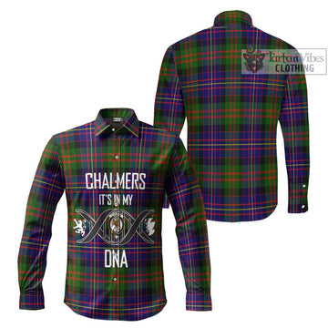 Chalmers of Balnacraig Tartan Long Sleeve Button Shirt with Family Crest DNA In Me Style