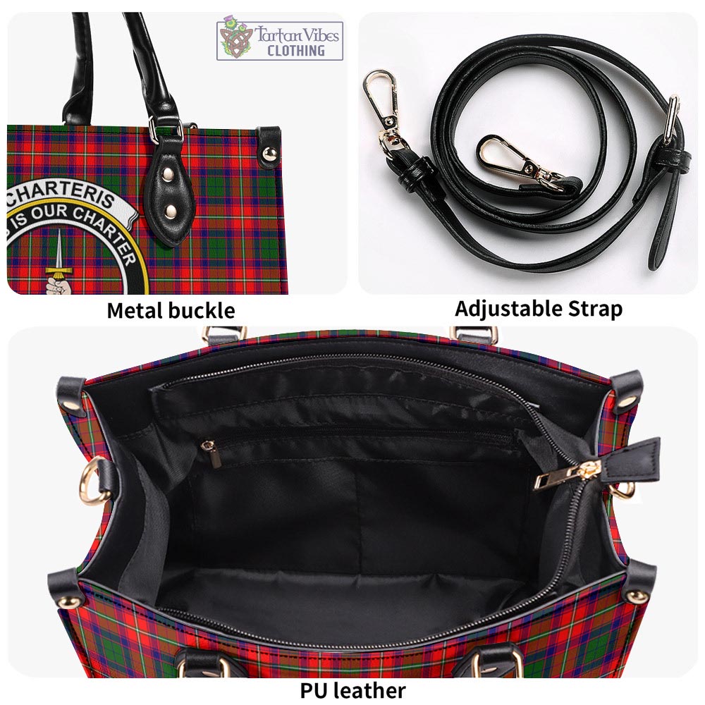 Tartan Vibes Clothing Charteris Tartan Luxury Leather Handbags with Family Crest