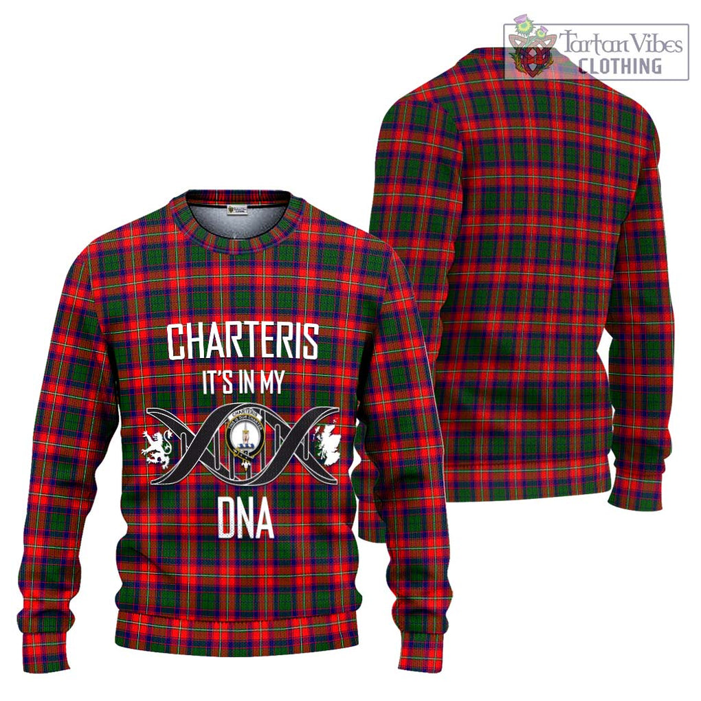 Charteris Tartan Knitted Sweater with Family Crest DNA In Me Style Unisex - Tartanvibesclothing Shop