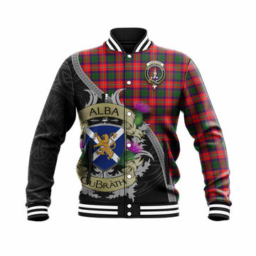 Charteris Tartan Family Crest Baseball Jacket Lion Rampant Royal Thistle Shield Celtic Inspired Unisex - Tartan Vibes Clothing