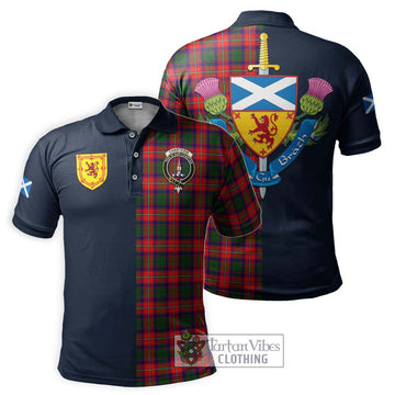 Charteris Tartan Polo Shirt Alba with Scottish Lion Royal Arm Half Style