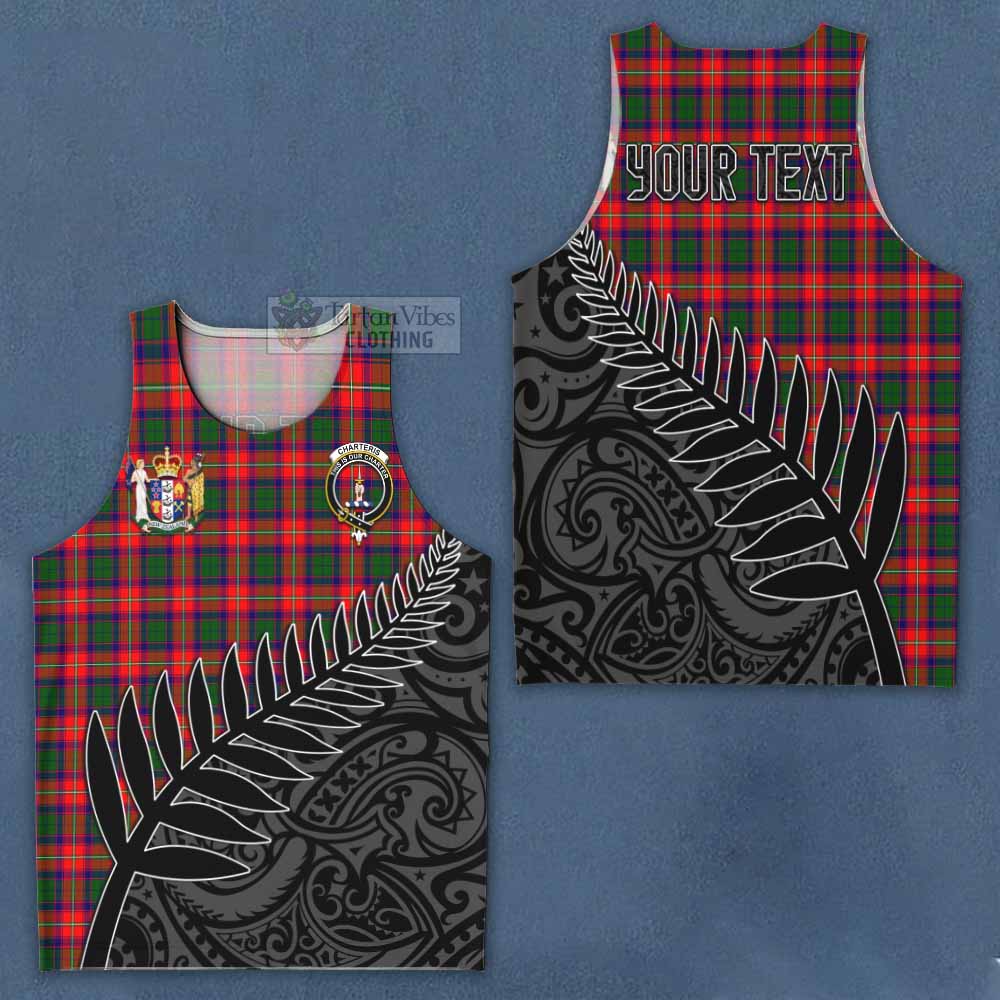 Tartan Vibes Clothing Charteris Crest Tartan Men's Tank Top with New Zealand Silver Fern Half Style