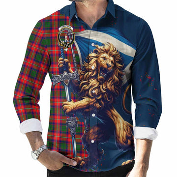 Charteris Tartan Family Crest Long Sleeve Button Shirt with Scottish Majestic Lion