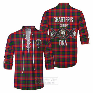 Charteris Tartan Ghillie Kilt Shirt with Family Crest DNA In Me Style