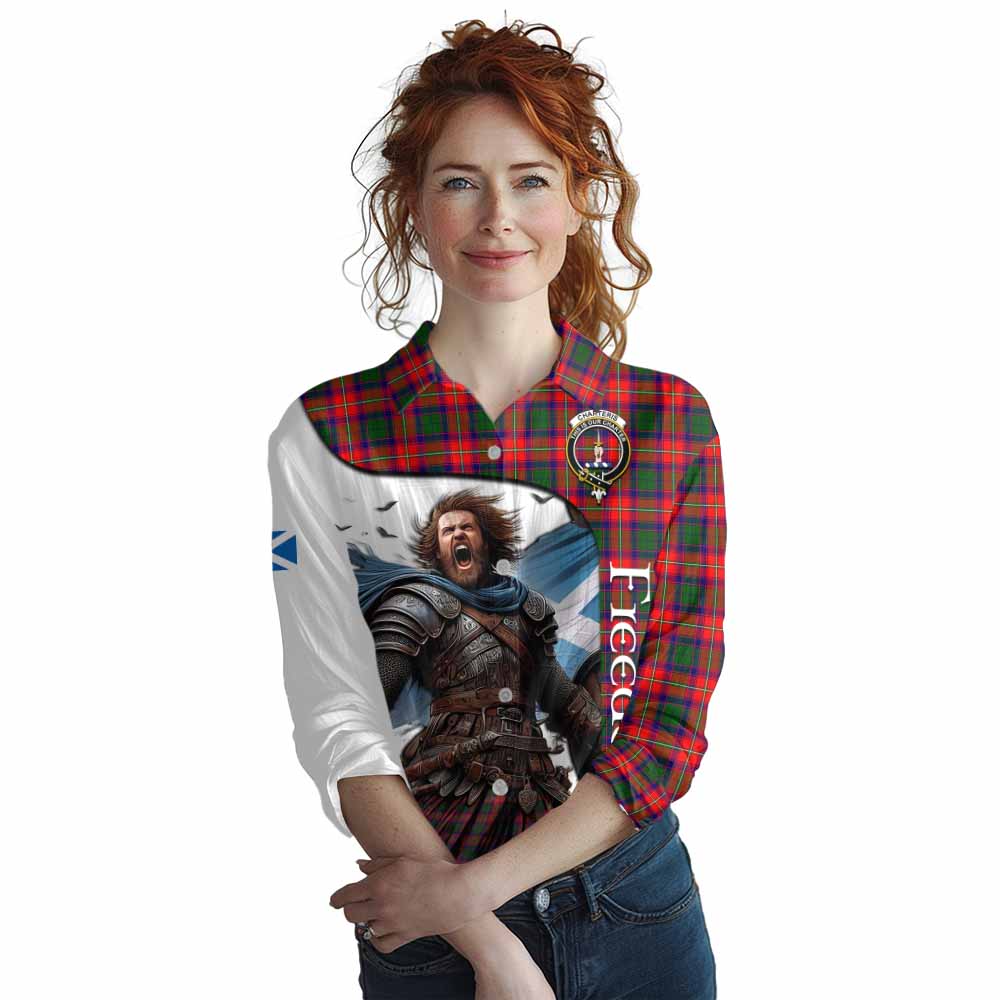 Tartan Vibes Clothing Charteris Crest Tartan Women's Casual Shirt Inspired by the Freedom of Scottish Warrior