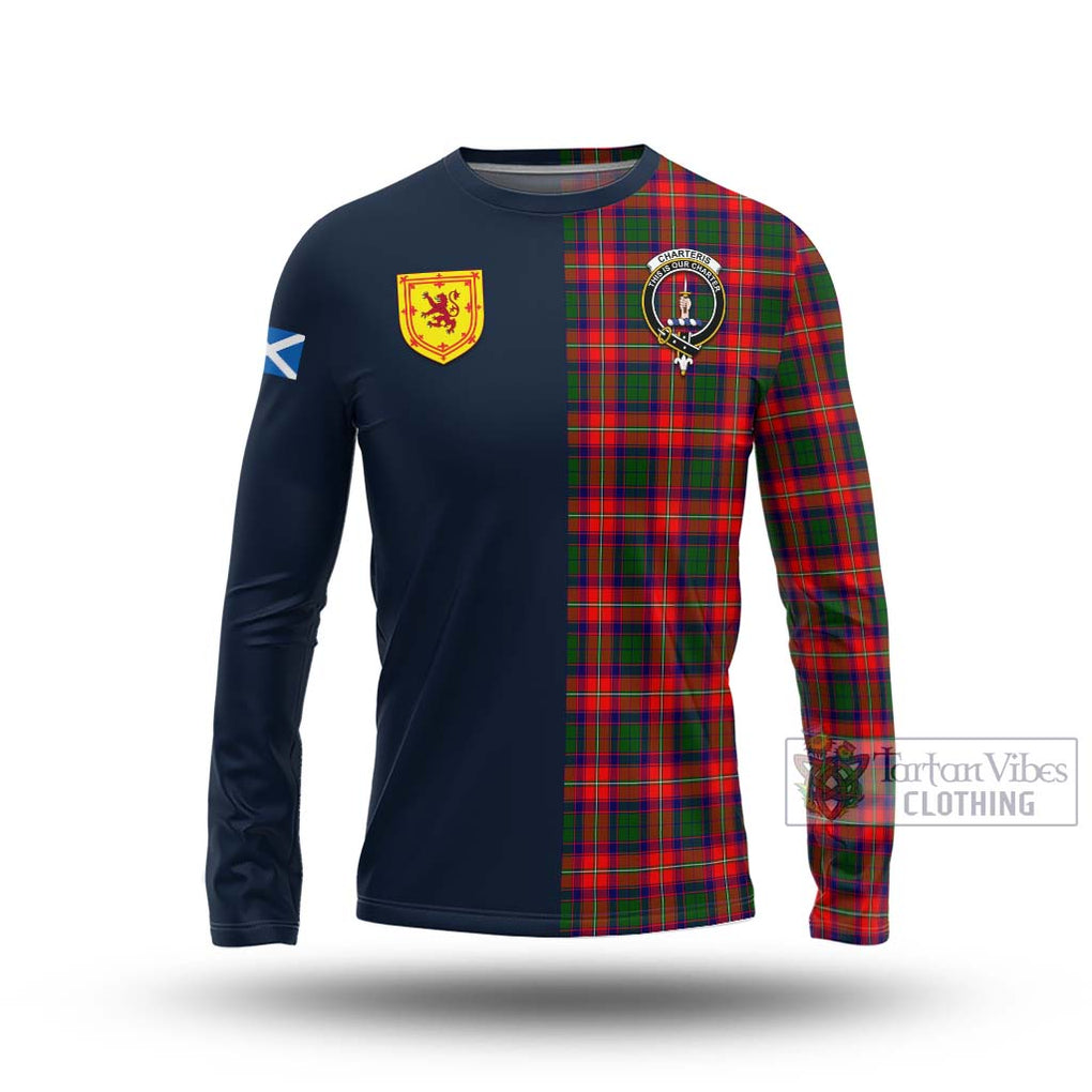 Tartan Vibes Clothing Charteris Tartan Long Sleeve T-Shirt with Scottish Lion Royal Arm Half Style