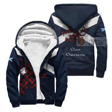 Charteris Tartan Lion Rampant Sherpa Hoodie  Proudly Display Your Heritage with Alba Gu Brath and Clan Name