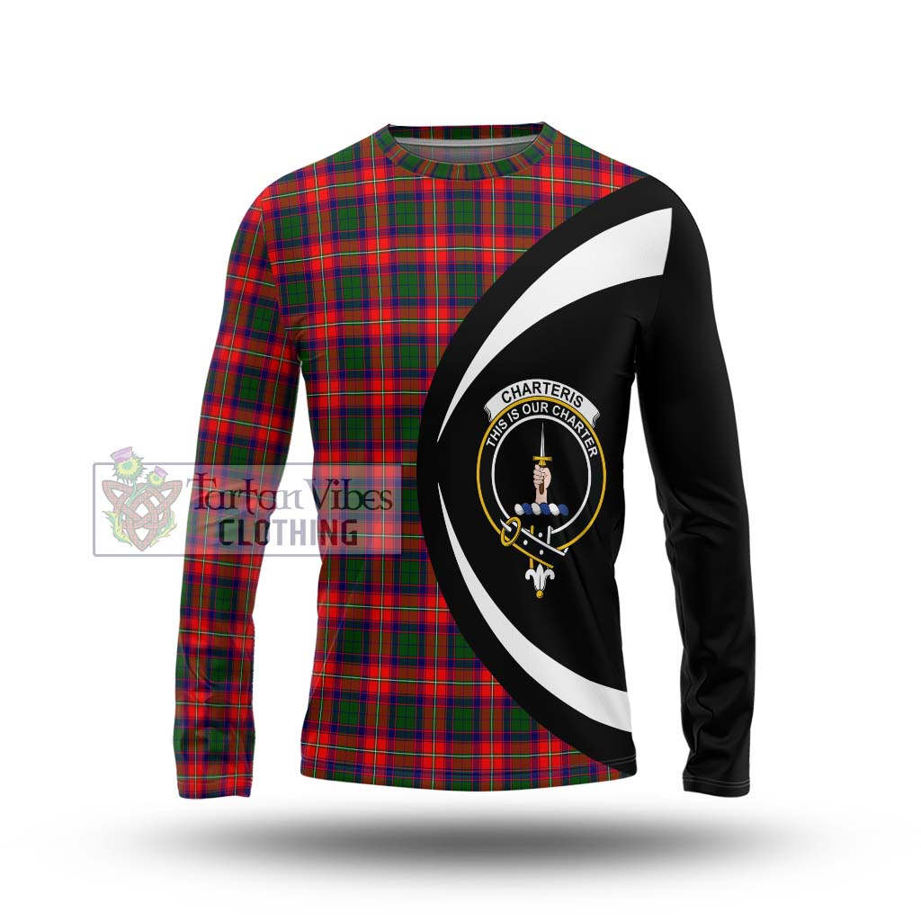 Charteris Tartan Long Sleeve T-Shirt with Family Crest Circle Style Unisex - Tartan Vibes Clothing