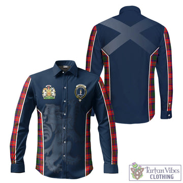 Charteris Tartan Long Sleeve Button Up Shirt with Family Crest and Lion Rampant Vibes Sport Style