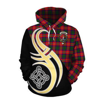 Charteris Tartan Cotton Hoodie with Family Crest and Celtic Symbol Style