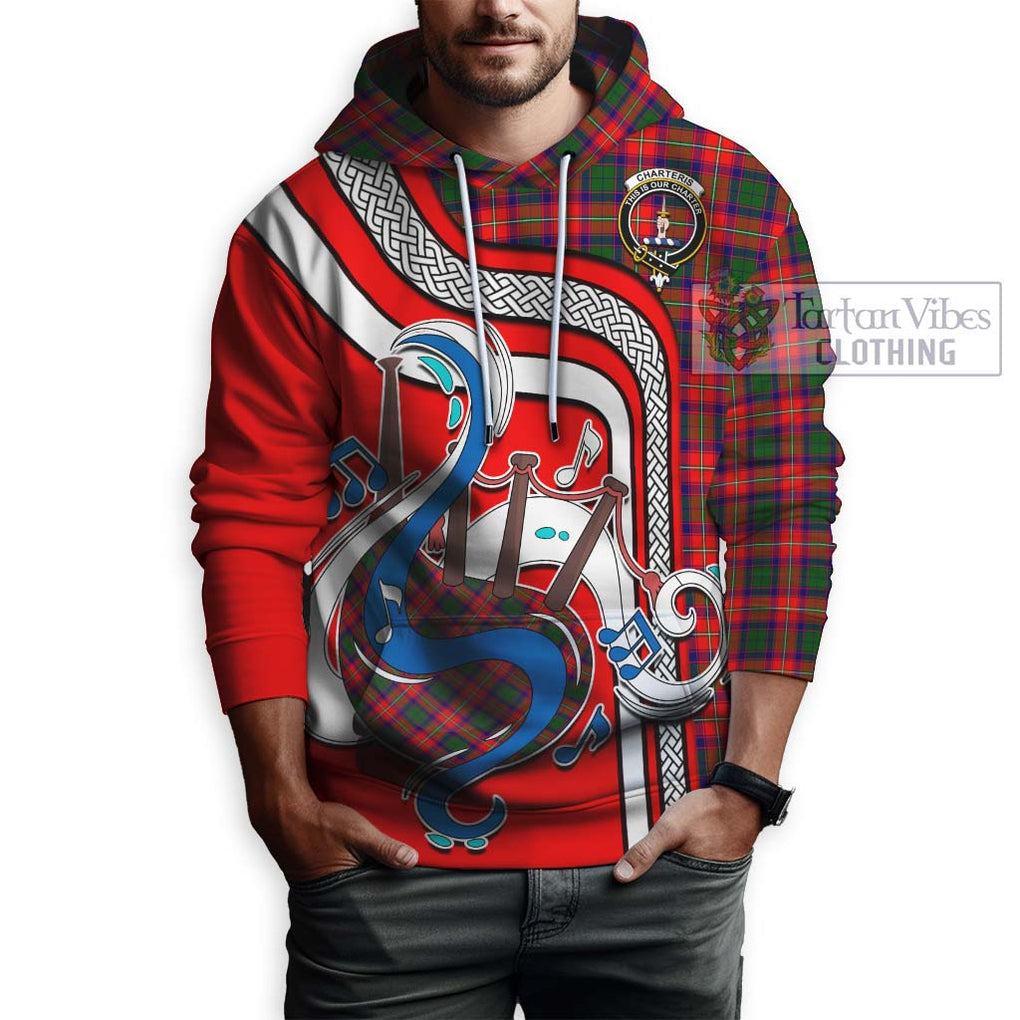 Charteris Tartan Hoodie with Epic Bagpipe Style Zip Hoodie - Tartanvibesclothing Shop