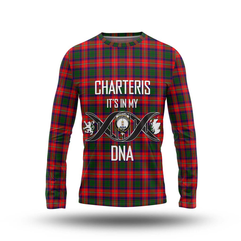 Charteris Tartan Long Sleeve T-Shirt with Family Crest DNA In Me Style Unisex - Tartanvibesclothing Shop