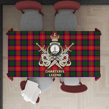 Charteris Tartan Tablecloth with Clan Crest and the Golden Sword of Courageous Legacy