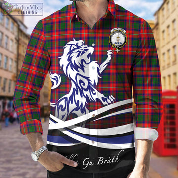 Charteris Tartan Long Sleeve Button Up Shirt with Alba Gu Brath Regal Lion Emblem
