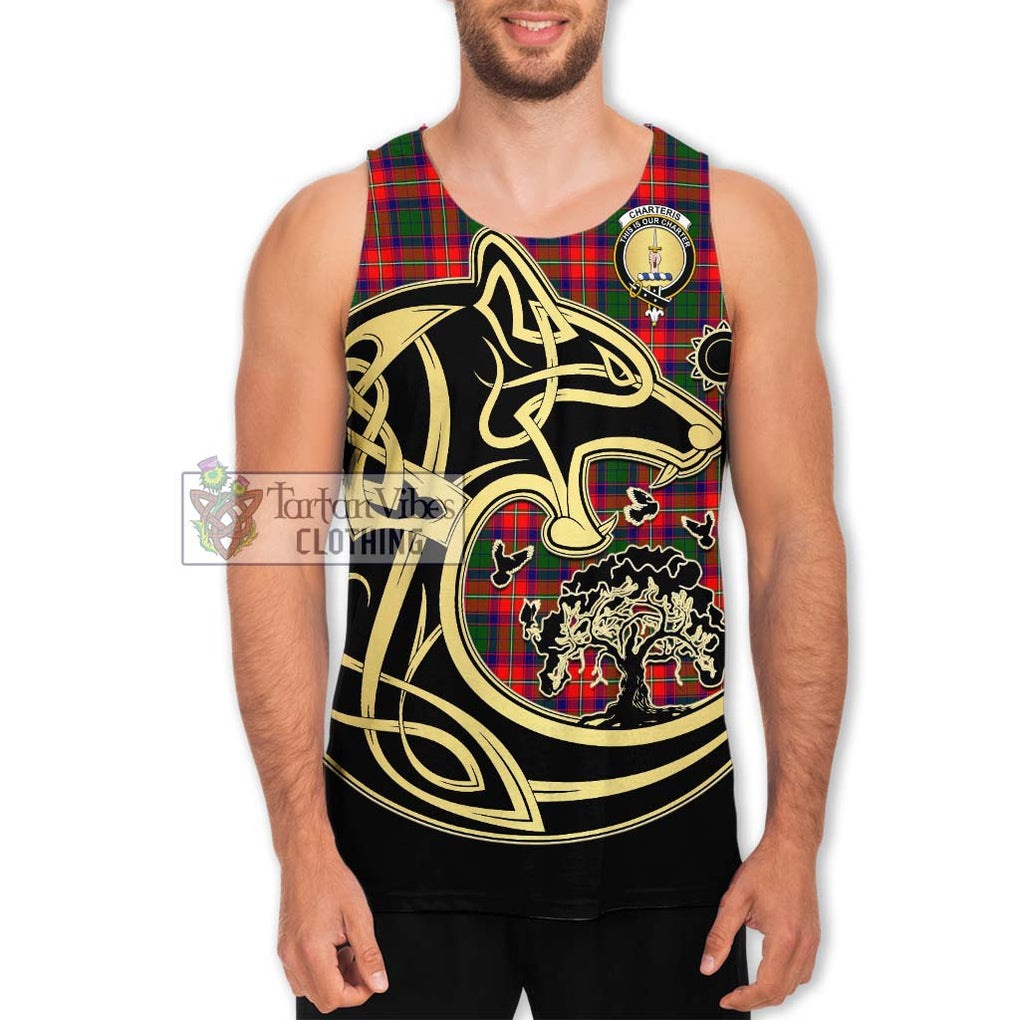 Charteris Tartan Men's Tank Top with Family Crest Celtic Wolf Style Men - Tartan Vibes Clothing