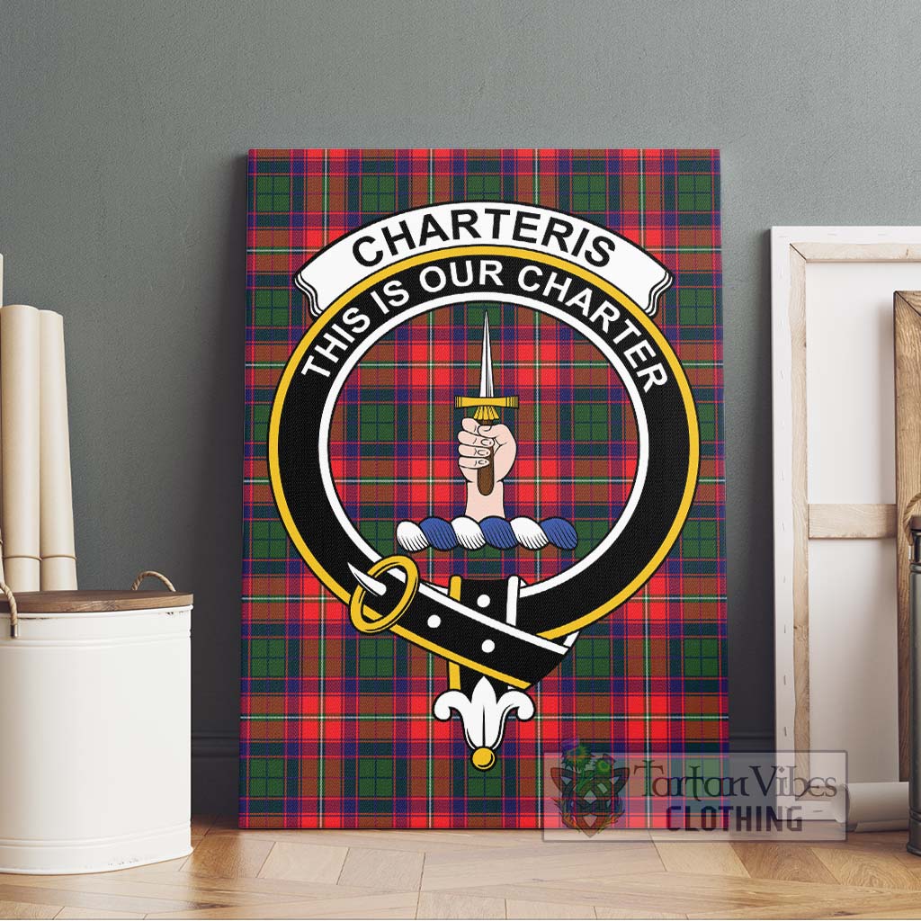 Tartan Vibes Clothing Charteris Tartan Canvas Print Wall Art with Family Crest