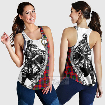 Charteris Tartan Clan Crest Women's Racerback Tanks with Highlander Warrior Celtic Style