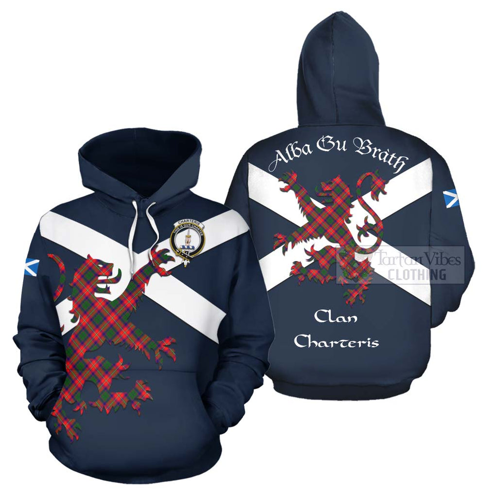 Tartan Vibes Clothing Charteris Tartan Lion Rampant Hoodie – Proudly Display Your Heritage with Alba Gu Brath and Clan Name