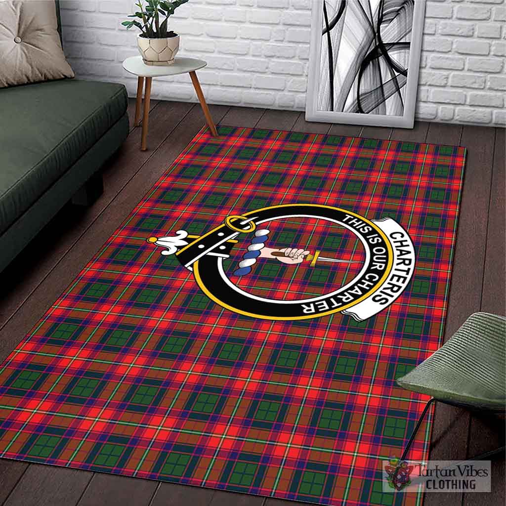 Tartan Vibes Clothing Charteris Tartan Area Rug with Family Crest