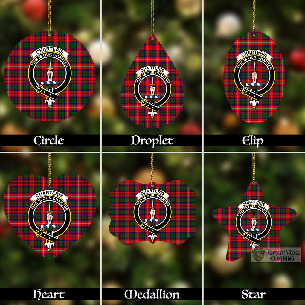 Tartan Vibes Clothing Charteris Tartan Christmas Aluminium Ornament with Family Crest