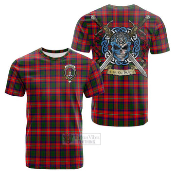 Charteris Tartan Cotton T-shirt with Family Crest Celtic Skull Style