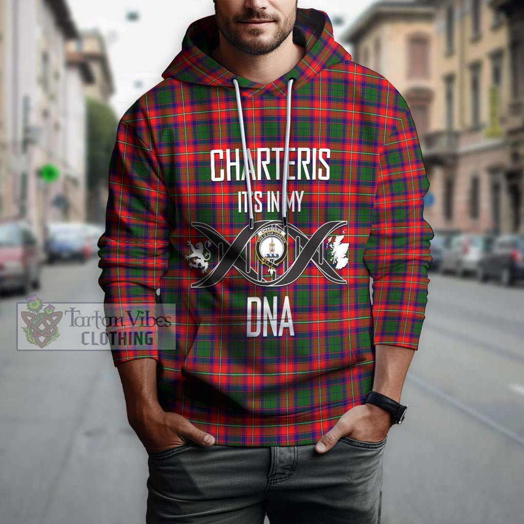 Charteris Tartan Hoodie with Family Crest DNA In Me Style Pullover Hoodie - Tartanvibesclothing Shop