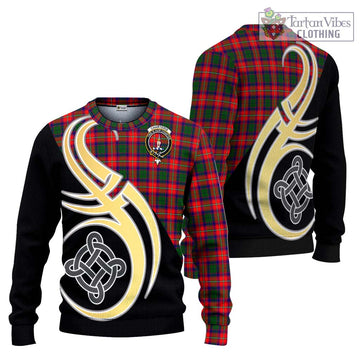 Charteris Tartan Ugly Sweater with Family Crest and Celtic Symbol Style