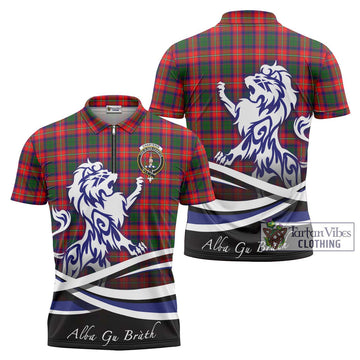 Charteris Tartan Zipper Polo Shirt with Alba Gu Brath Regal Lion Emblem