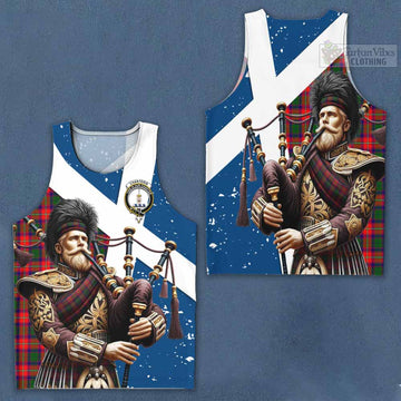 Charteris Tartan Men's Tank Top with Family Crest Scottish Bagpiper Vibes