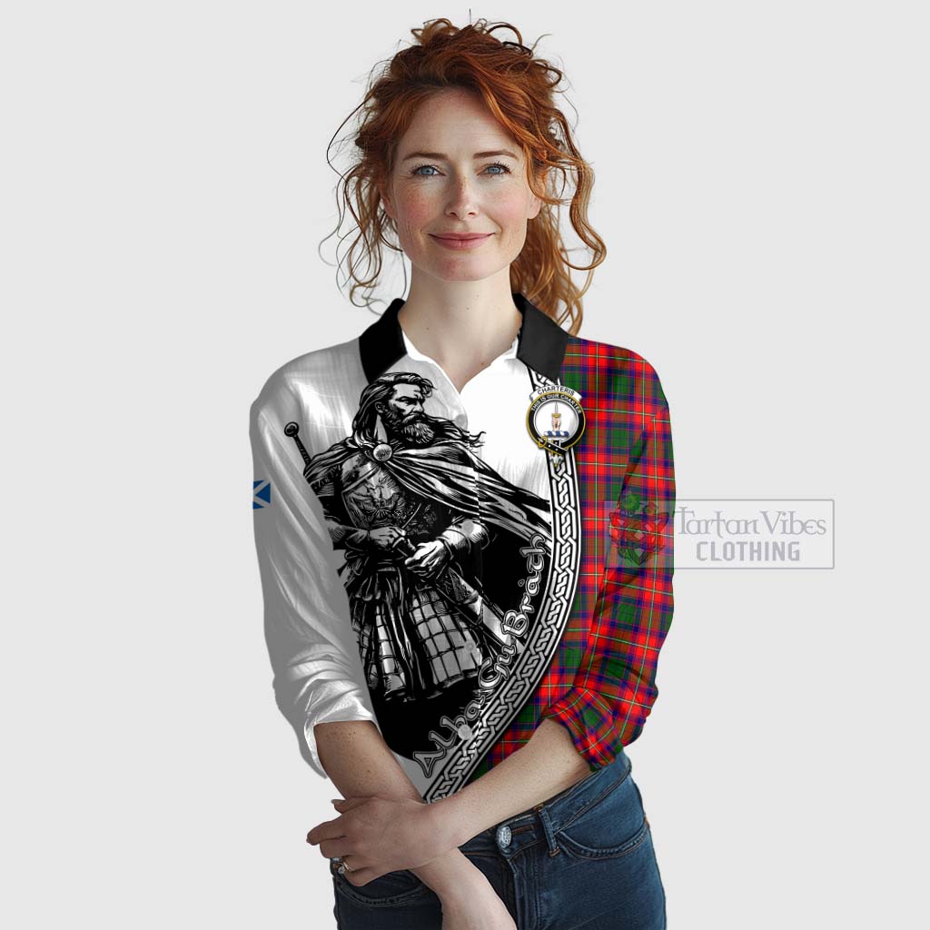 Tartan Vibes Clothing Charteris Tartan Clan Crest Women's Casual Shirt with Highlander Warrior Celtic Style