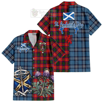 Charteris Tartan Short Sleeve Button Shirt Happy St. Andrew's Day Half Tartan Style