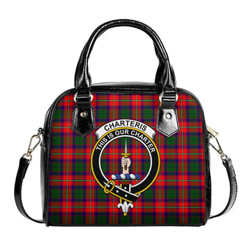 Charteris Tartan Shoulder Handbags with Family Crest