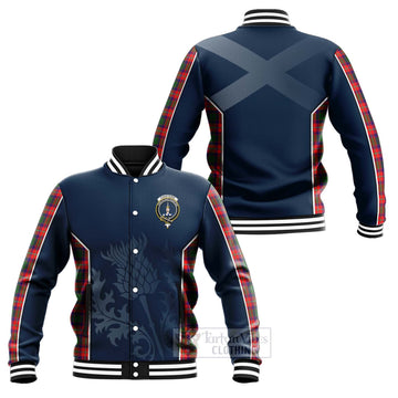 Charteris Tartan Baseball Jacket with Family Crest and Scottish Thistle Vibes Sport Style