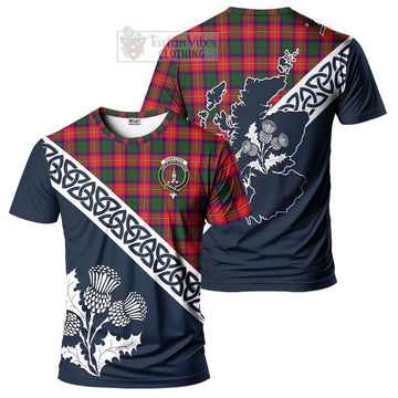 Charteris Tartan T-Shirt Featuring Thistle and Scotland Map