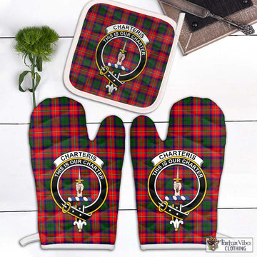 Charteris Tartan Combo Oven Mitt & Pot-Holder with Family Crest White - Tartan Vibes Clothing