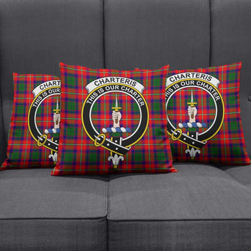 Charteris Tartan Pillow Cover with Family Crest