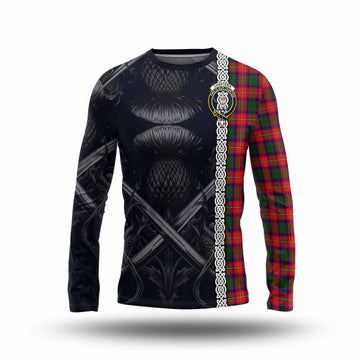 Charteris Tartan Long Sleeve T-Shirt with Family Crest Cross Sword Thistle Celtic Vibes