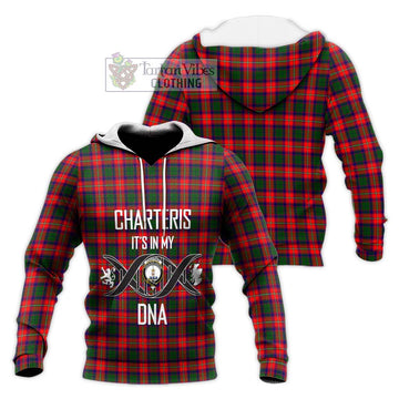 Charteris Tartan Knitted Hoodie with Family Crest DNA In Me Style