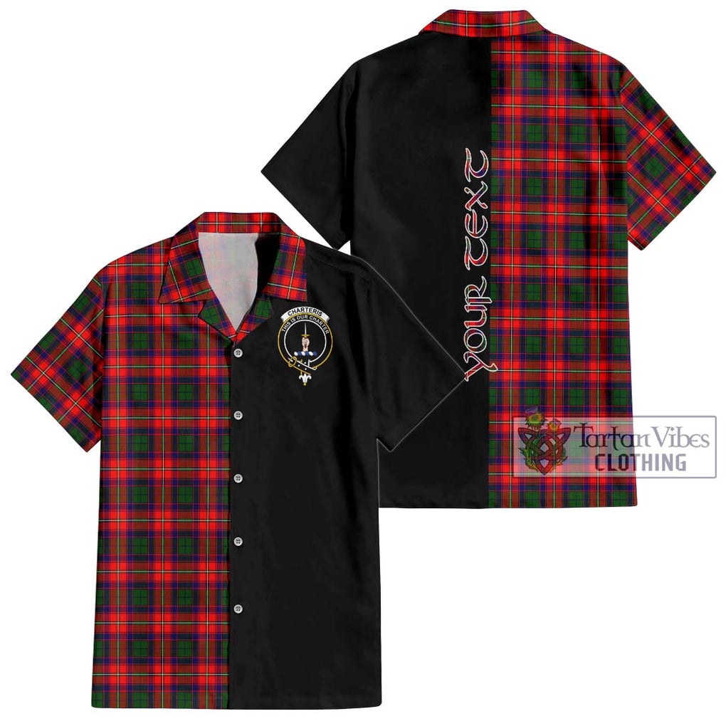 Charteris Tartan Short Sleeve Button Shirt with Family Crest and Half Of Me Style Kid - Tartanvibesclothing Shop