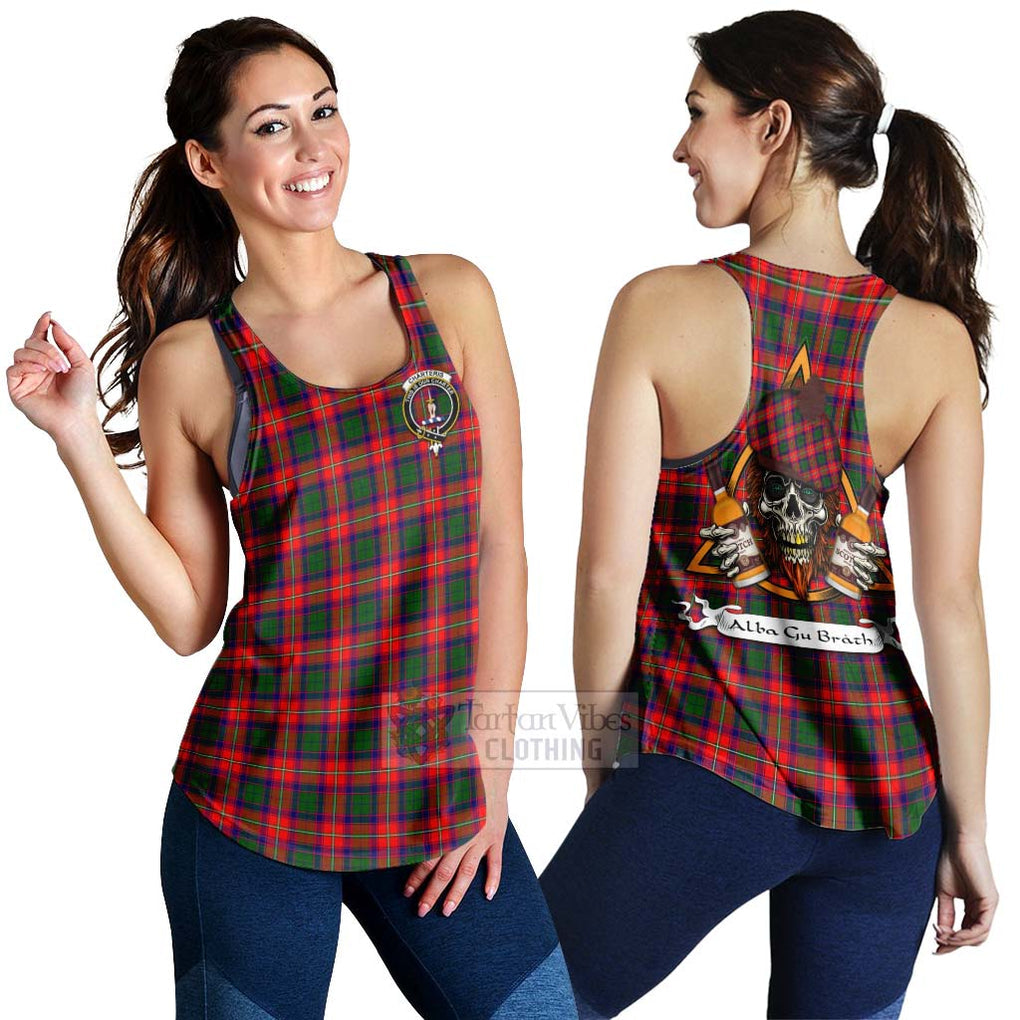 Tartan Vibes Clothing Charteris Tartan Women's Racerback Tanks with Family Crest and Bearded Skull Holding Bottles of Whiskey