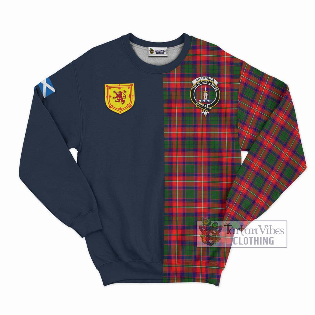 Tartan Vibes Clothing Charteris Tartan Sweatshirt with Scottish Lion Royal Arm Half Style