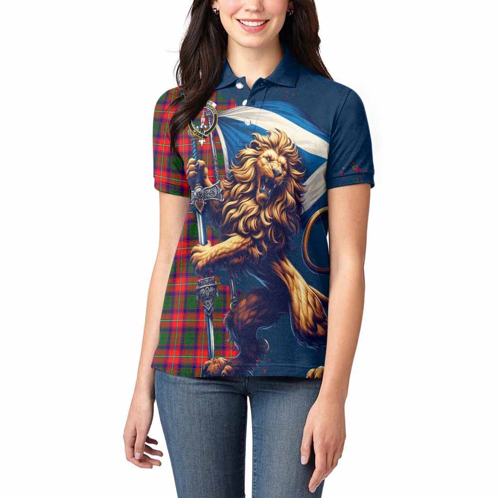 Tartan Vibes Clothing Charteris Tartan Family Crest Women's Polo Shirt with Scottish Majestic Lion