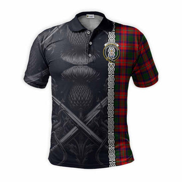 Charteris Tartan Polo Shirt with Family Crest Cross Sword Thistle Celtic Vibes