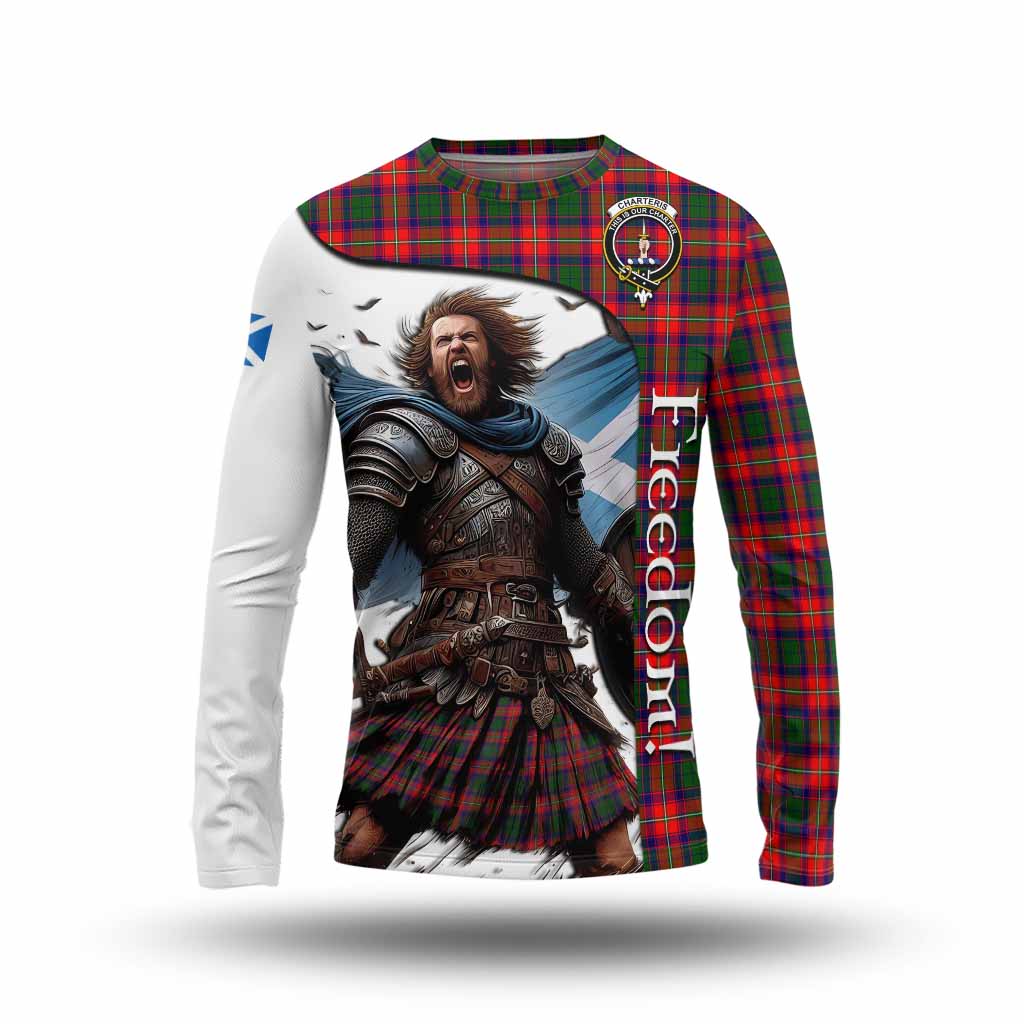 Tartan Vibes Clothing Charteris Crest Tartan Long Sleeve T-Shirt Inspired by the Freedom of Scottish Warrior