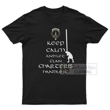 Charteris Clan Men's T-Shirt: Keep Calm and Let the Clan Handle It  Caber Toss Highland Games Style