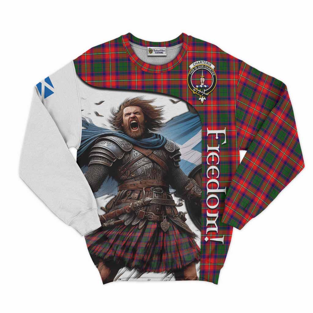 Tartan Vibes Clothing Charteris Crest Tartan Sweatshirt Inspired by the Freedom of Scottish Warrior