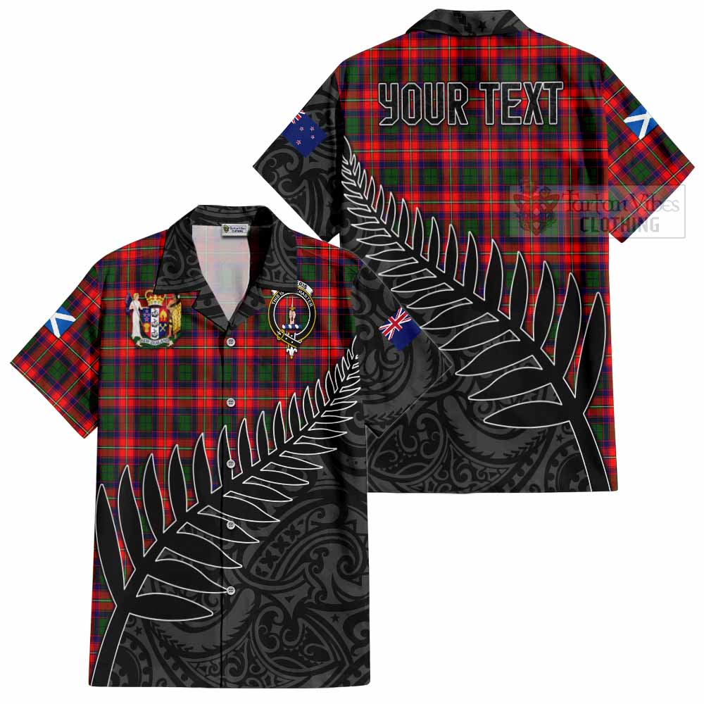 Tartan Vibes Clothing Charteris Crest Tartan Short Sleeve Button Shirt with New Zealand Silver Fern Half Style