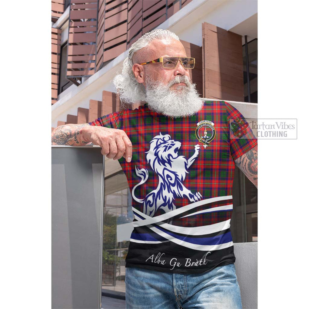 Tartan Vibes Clothing Charteris Tartan Cotton T-shirt with Alba Gu Brath Regal Lion Emblem