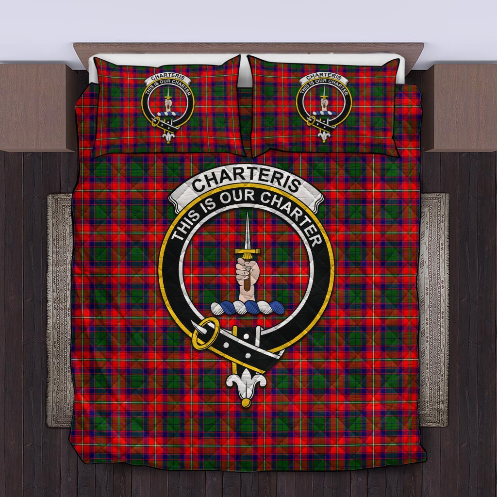 Charteris Tartan Quilt Bed Set with Family Crest Twin - Tartanvibesclothing